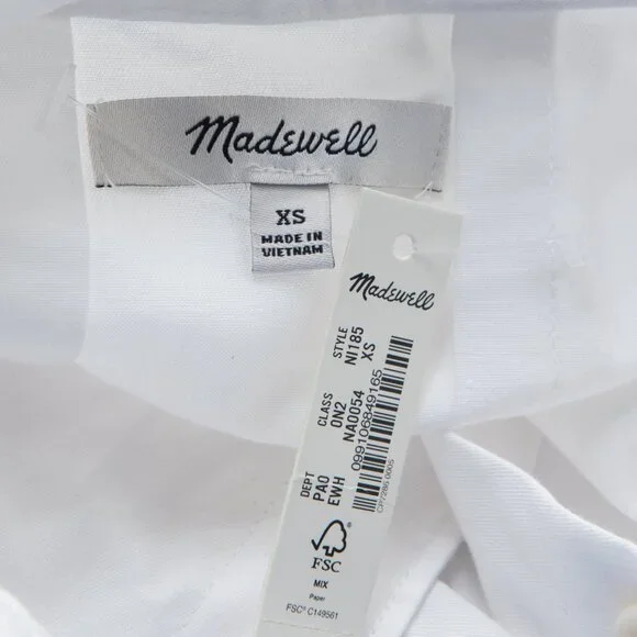 Madewell Pleated Shirt Tencel Edition Top Button Down Top Classic Size XXS New - Picture 4 of 6